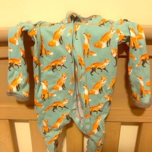 NB Zip front footed mitten cuff one piece